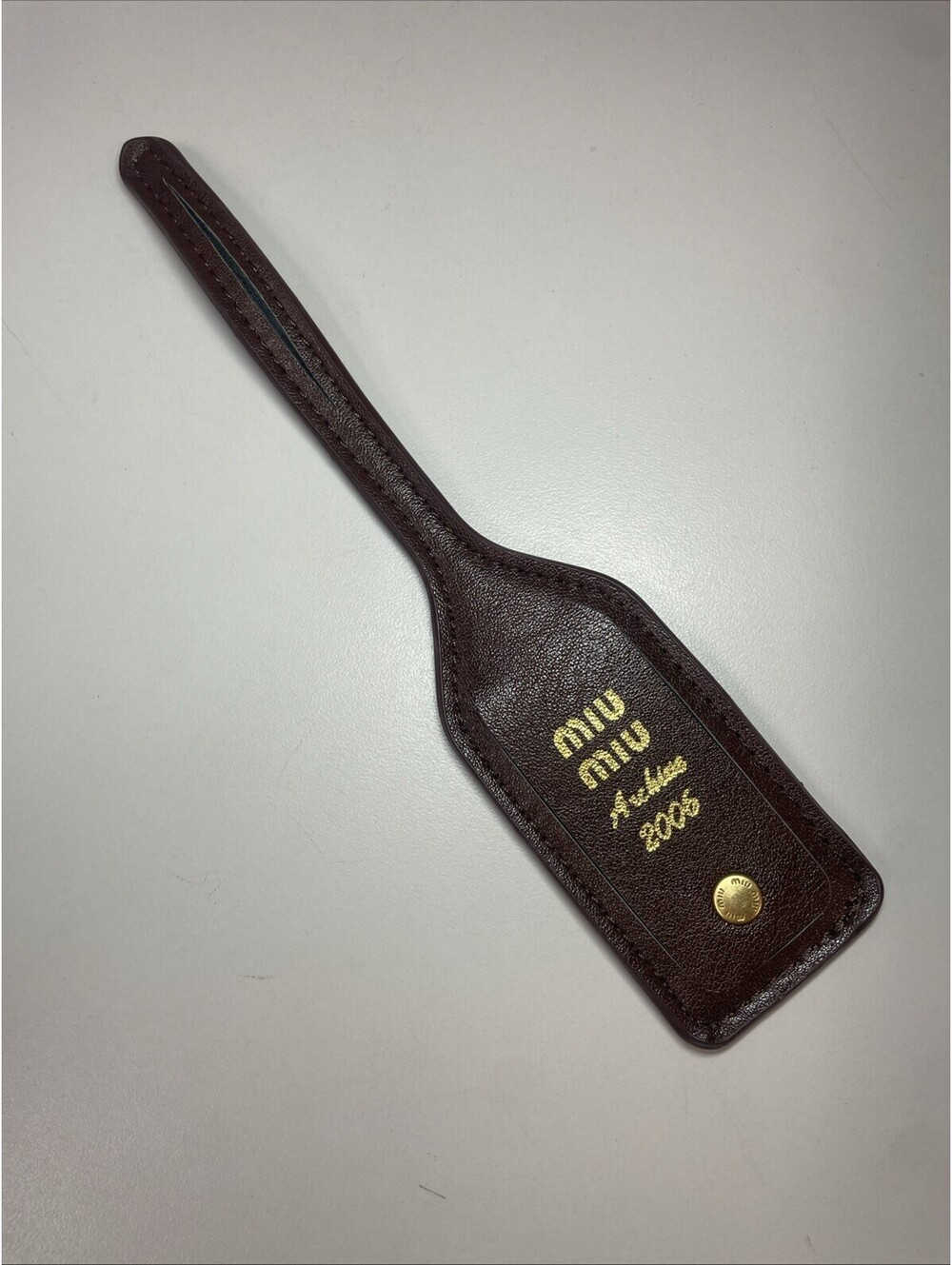 Miu Miu Archive 2006 dark brown leather luggage tag OEM rare!